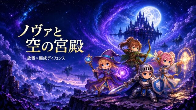 ノヴァと空の宮殿のタイトルロゴとキャラクター